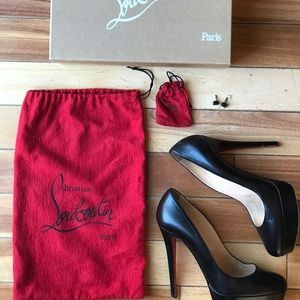 Size 40 Christian Louboutin black sky high heels
